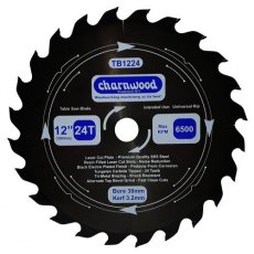 Charnwood Tungsten Carbide Tipped (TCT) Table Saw Blade 300mm x 30mm Bore Laser Cut SK5 Steel 3.2K