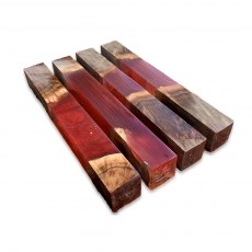 Hybrid Timber & Resin Pen Blanks - Australian Rib Fruited Mallee Burr & Carbon red