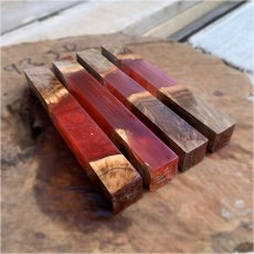 Hybrid Timber & Resin Pen Blanks - Australian Rib Fruited Mallee Burr & Carbon red