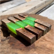 Hybrid Timber & Resin Pen Blanks - Australian Rib Fruited Mallee Burr & Apple Green