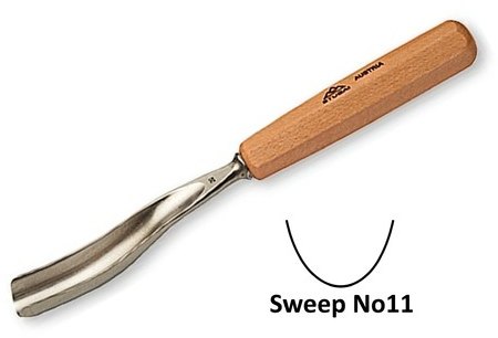 Stubai Stubai 4mm Long Bent Flat Carving Gouges No4 Sweep