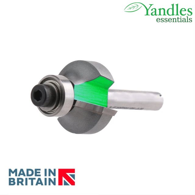 Yandles 1/2' bearing guided ovolo cutter 25.4mm diameter, 12.7mm depth of cut, 6.3mm radius, 2 bearings 9.5m
