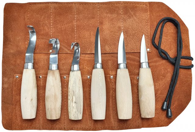 Charnwood 6 Piece Whittling Set in a Leather Tool Roll