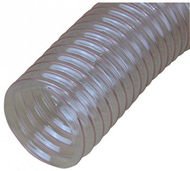 Yandles Transparent Flexible Dust Extraction Hose Polyester - Polyurethane Wire Helix 50mm / 2" x 5M