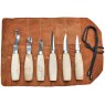 6 Piece Whittling Set in a Leather Tool Roll