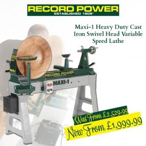 The Maxi-1 Heavy Duty Cast Iron Swivel Head Variable Speed Lathe is now £1,999.99. Features: Swivel...