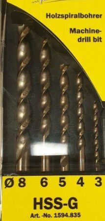 FAMAG 5pcs HSS-Ground Brad Point Drill Bit Set in Plastic Case