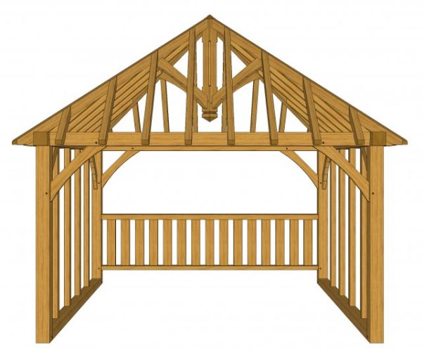 Green Oak Gazebo Kit 3.7m x 3.7m