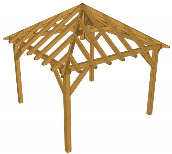 Green Oak Gazebo Kit 3m x 3m