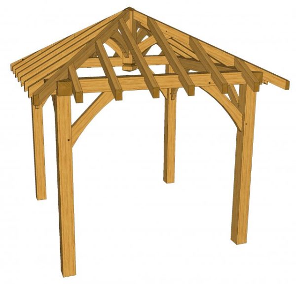 Green Oak Gazebo Kit 2.4m x 2.4m